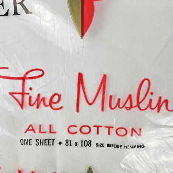 Vintage Dan River white muslin cotton flat sheet NIP 81 x 108 crafts upcycling - Picture 2 of 4